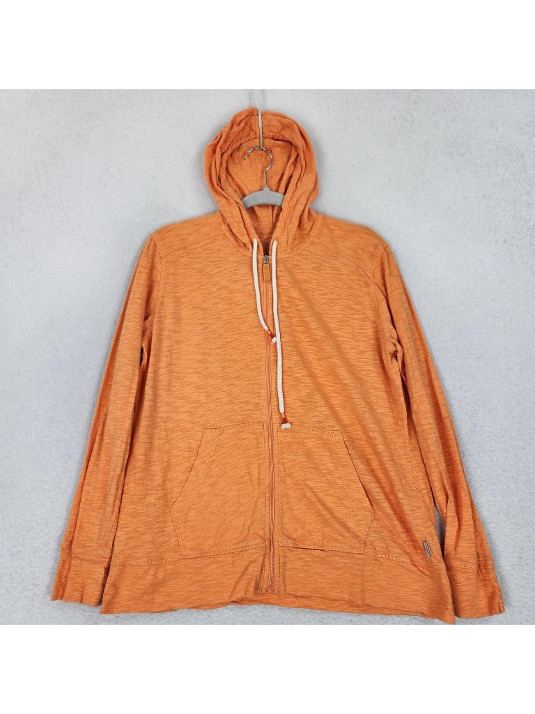 Eddie Bauer Jacket Womens Large Orange Full Zip Lightweight Cotton Hoodie